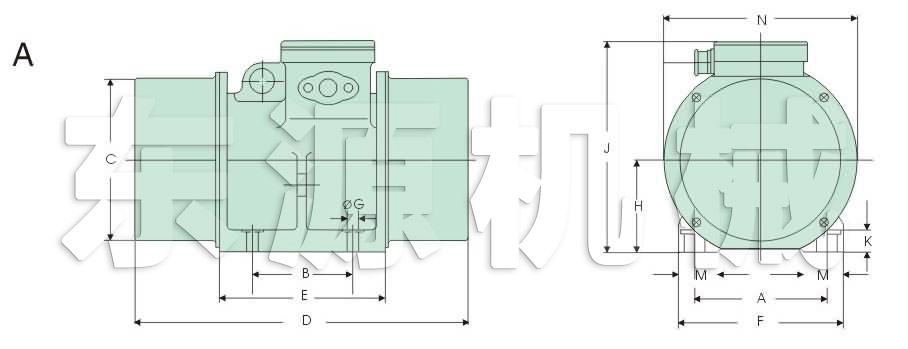 XV系列振動電機(jī)外形及安裝尺寸A