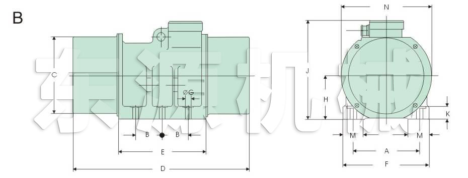 XV系列振動電機(jī)外形及安裝尺寸B