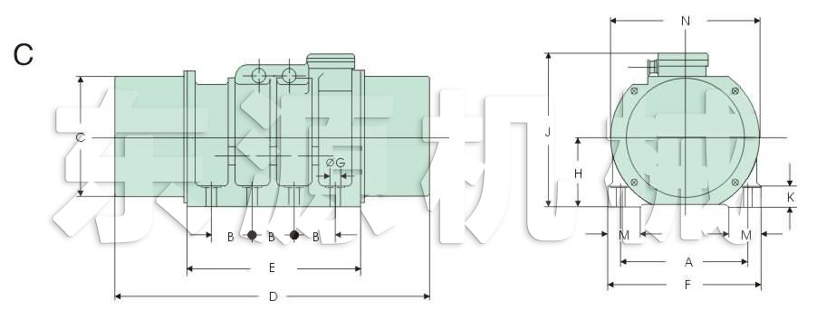 XV系列振動電機(jī)外形及安裝尺寸C